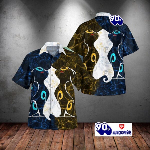 Tribal Style Pokemon Umbreon And Shiny Umbreon Design Hawaiian Shirt