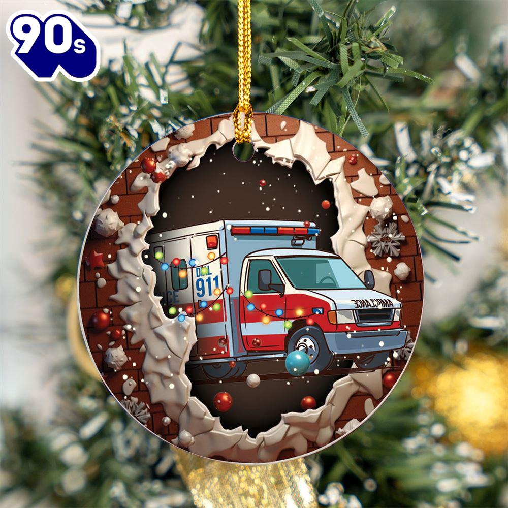 Tropical Ambulance Santa Christmas Ceramic Ornament Tropical Ambulance Santa Christmas Ceramic Ornament