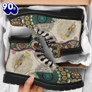 Trumpet Vintage Mandala Asboot All Season Boots Gift Xmas 1 Trumpet Vintage Mandala Asboot All Season Boots