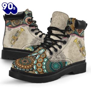 Trumpet Vintage Mandala Asboot All Season Boots Gift Xmas 2 Trumpet Vintage Mandala Asboot All Season Boots