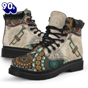 Trumpet Vintage Mandala Asboot Music Gift All Season Boots