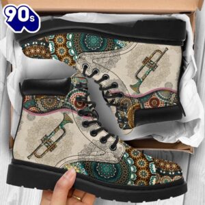 Trumpet Vintage Mandala Asboot Music Gift All Season Boots