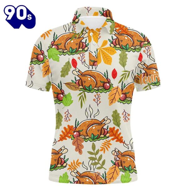 Turkey Thanksgiving Funny Mens Golf Tops Autumn Leaves Customized    Gift Christmas