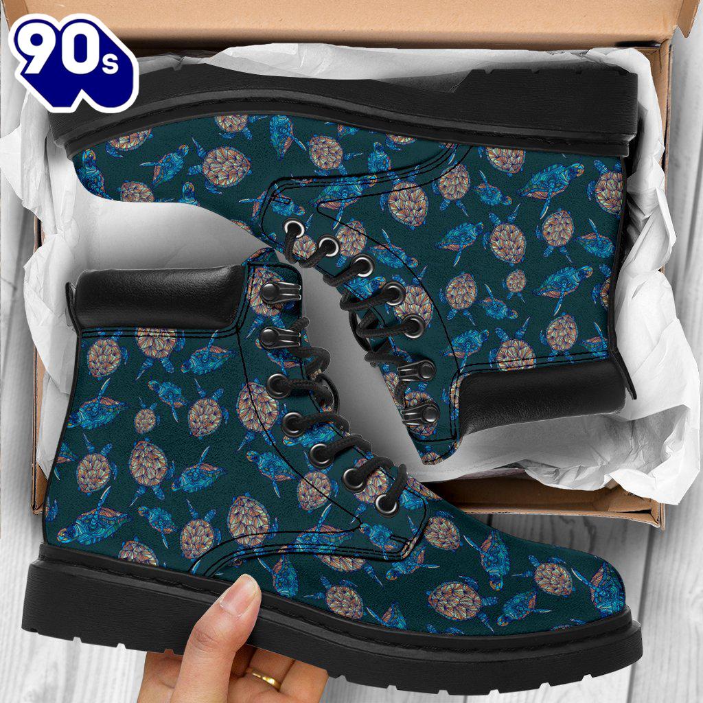 Turtle Leather Boots Animal Custom Shoes For Turtle Lover Turtle Leather Boots Animal Custom Shoes For Turtle Lover