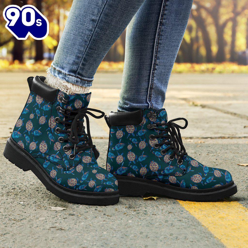 Turtle Leather Boots Animal Custom Shoes For Turtle Lover Turtle Leather Boots Animal Custom Shoes For Turtle Lover