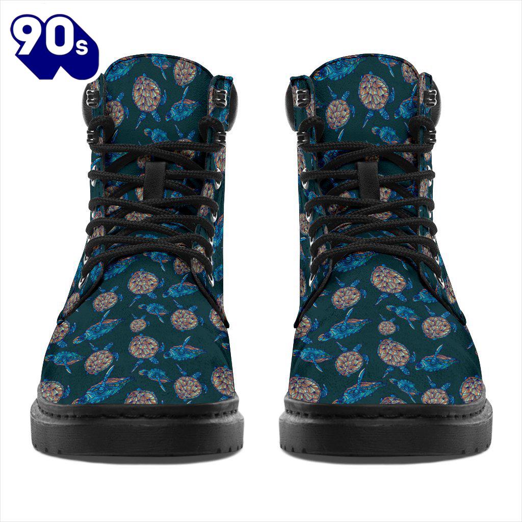 Turtle Leather Boots Animal Custom Shoes For Turtle Lover Turtle Leather Boots Animal Custom Shoes For Turtle Lover