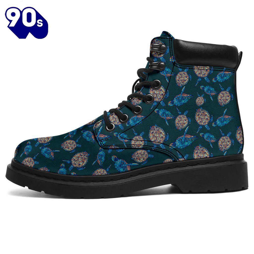 Turtle Leather Boots Animal Custom Shoes For Turtle Lover Turtle Leather Boots Animal Custom Shoes For Turtle Lover