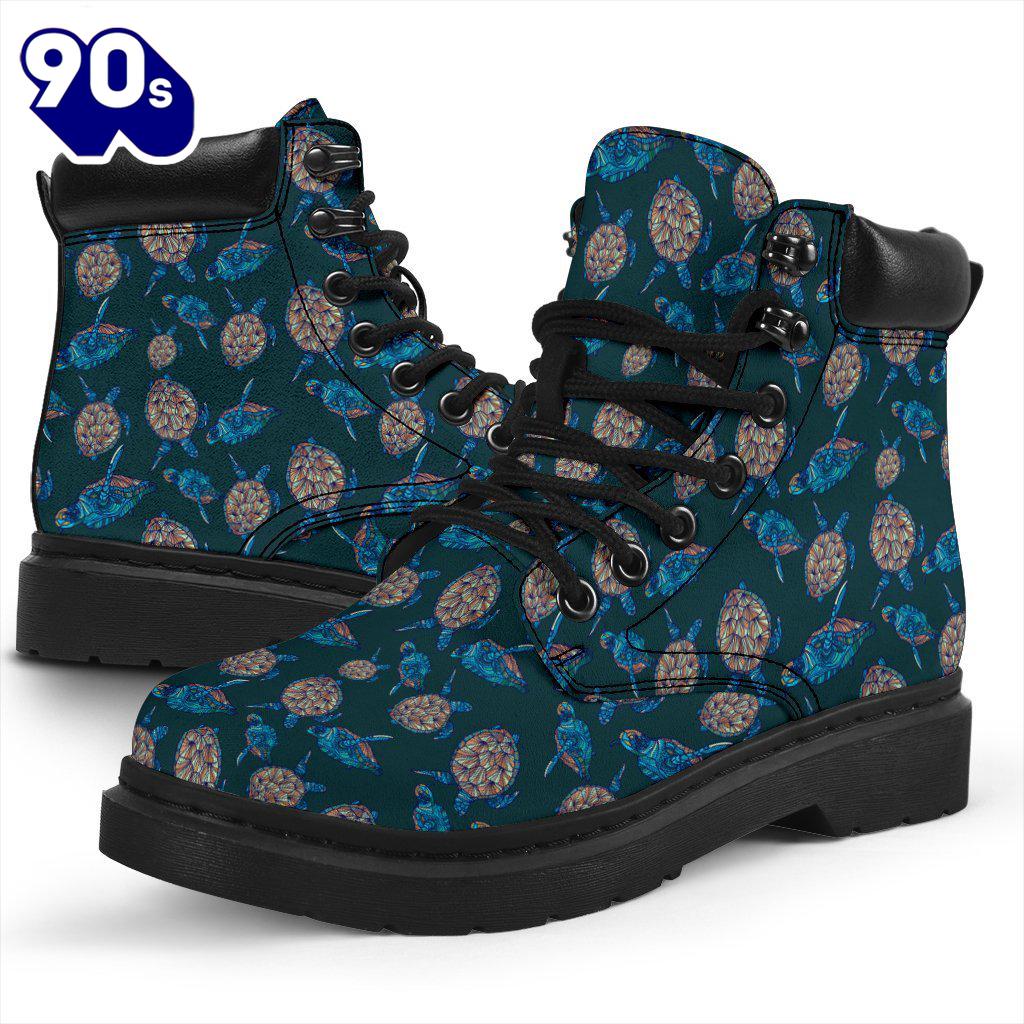 Turtle Leather Boots Animal Custom Shoes For Turtle Lover Turtle Leather Boots Animal Custom Shoes For Turtle Lover