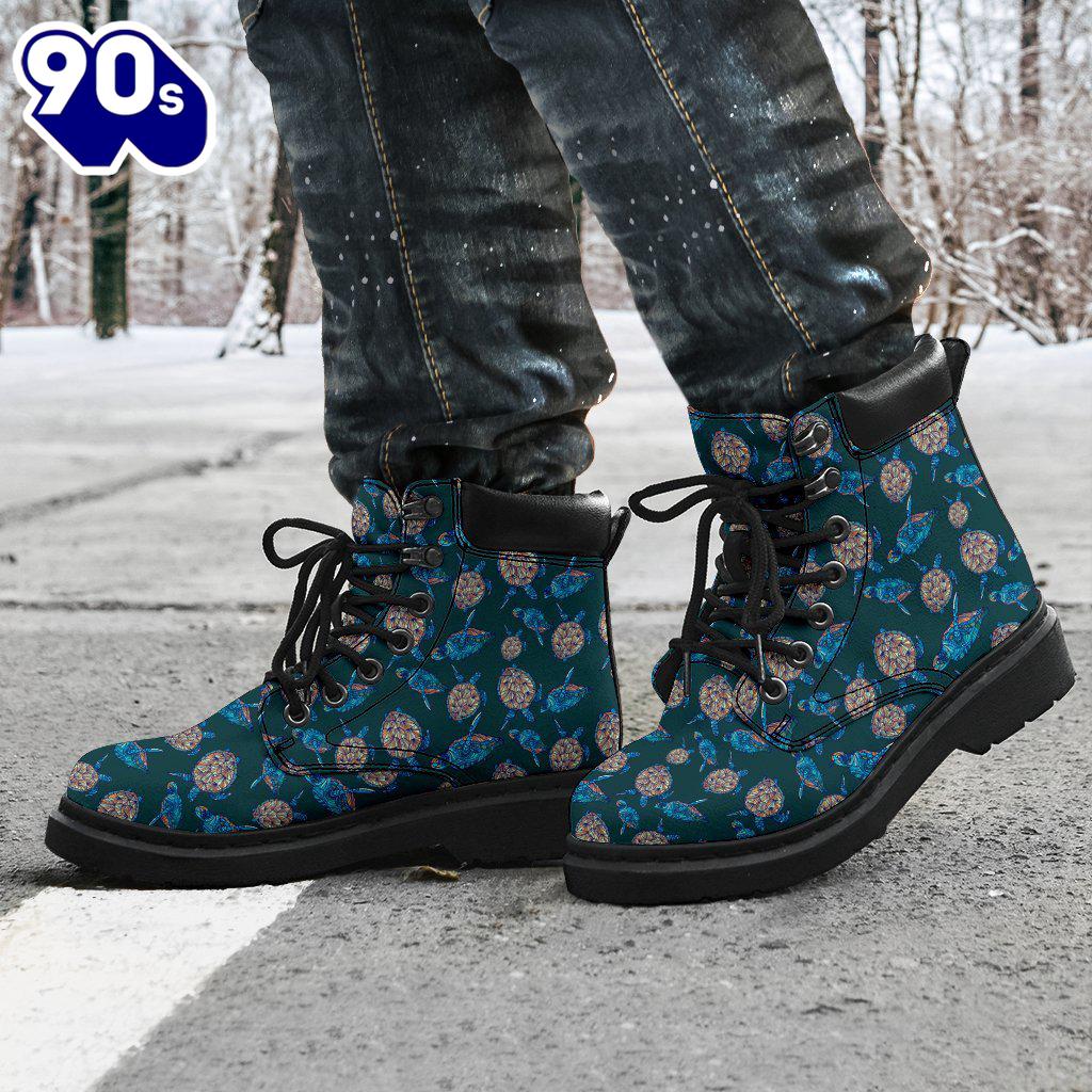 Turtle Leather Boots Animal Custom Shoes For Turtle Lover Turtle Leather Boots Animal Custom Shoes For Turtle Lover