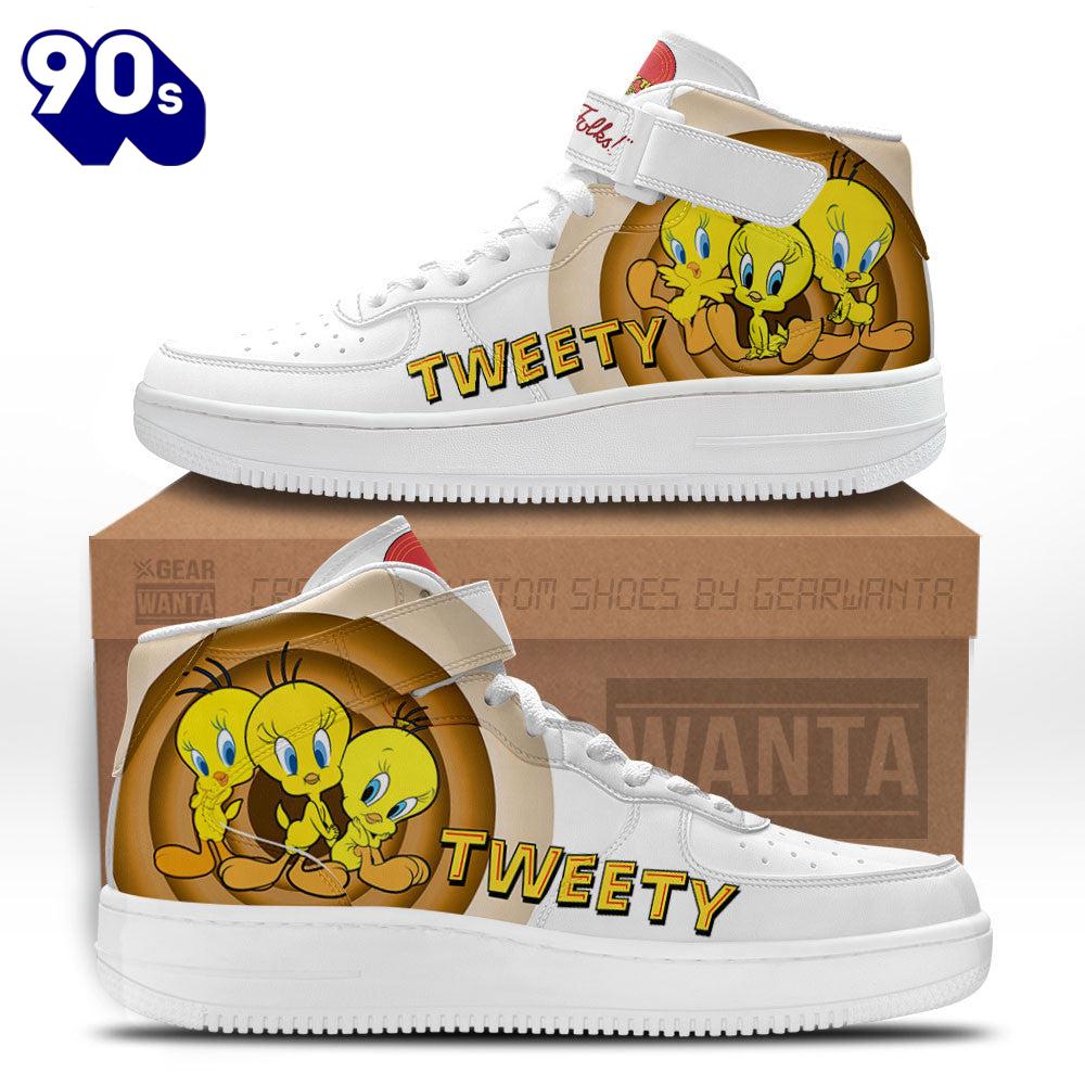 Tweety High Top Air Force Shoes Custom Looney Tunes Sneakers