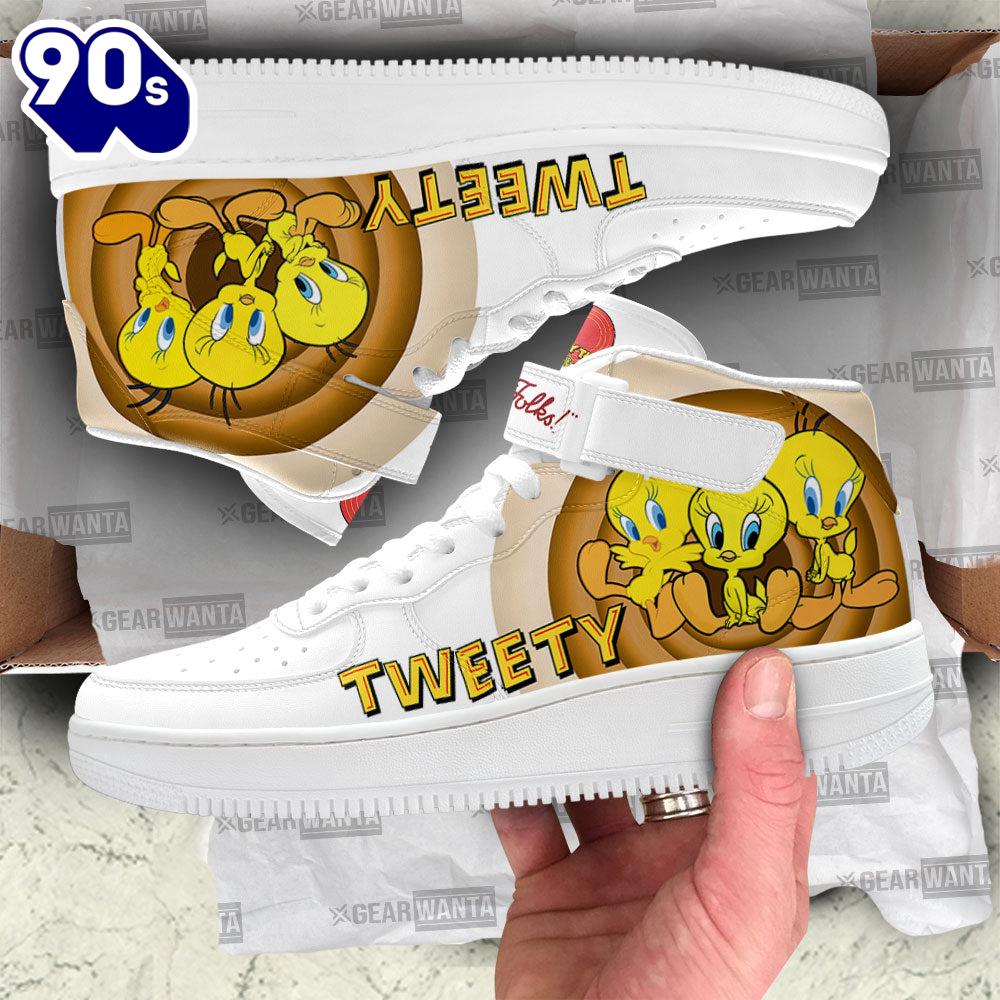 Tweety High Top Air Force Shoes Custom Looney Tunes Sneakers