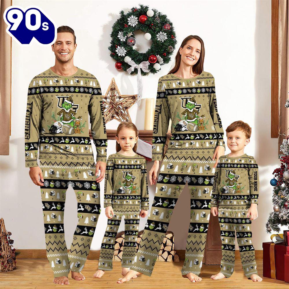 UCF Knights NCAA Custom Name Grinch Christmas And Sport Team Pajama Set Gift Christmas UCF Knights NCAA Custom Name Grinch Christmas And Sport Team Pajama Set Gift Christmas