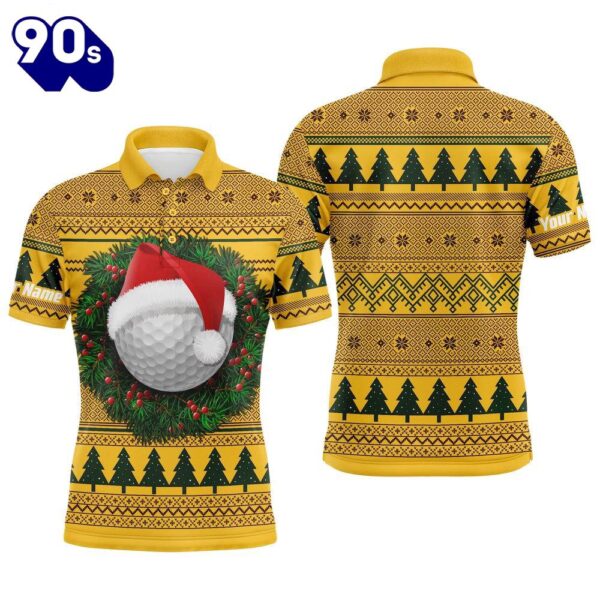 Ugly Christmas Sweater Men’S Golf Sports Polo Custom Name Long Sleeves Shirt, Xmas Gift For Golfer  Gift Christmas