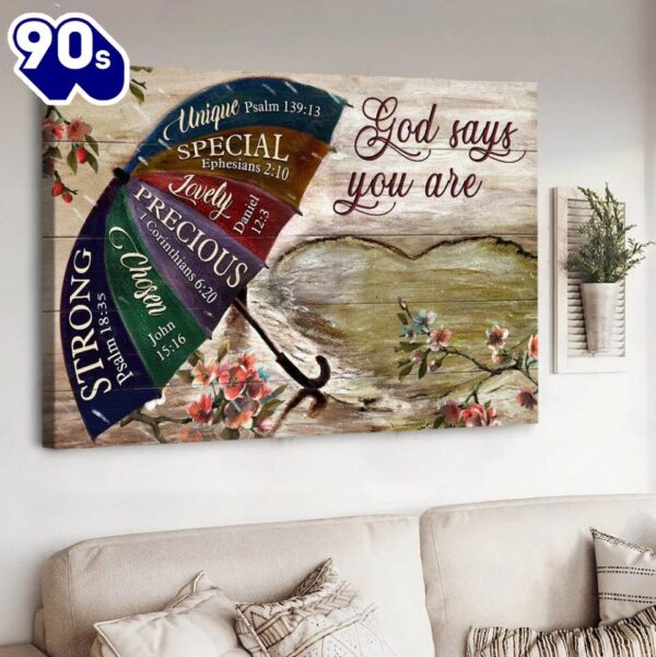 Umbrella Rainy Day God Says You Are Canvas Wall Art
