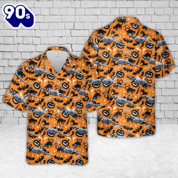 US Air Force Boeing C-17 Globemaster III Halloween Hawaiian Shirt 1