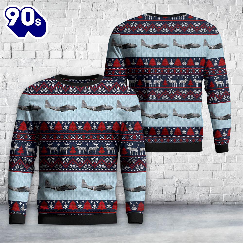 US Air Force Kentucky Air National Guard, 123rd Airlift Wing Thoroughbred Express Lockheed C-130J Hercules Christmas Sweater US Air Force Kentucky Air National Guard, 123rd Airlift Wing Thoroughbred Express Lockheed C-130J Hercules Christmas Sweater