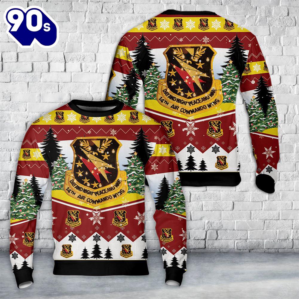 US Air Force USAF Vietnam 14th Air Commando Wing Christmas AOP Knitted Sweater US Air Force USAF Vietnam 14th Air Commando Wing Christmas AOP Knitted Sweater