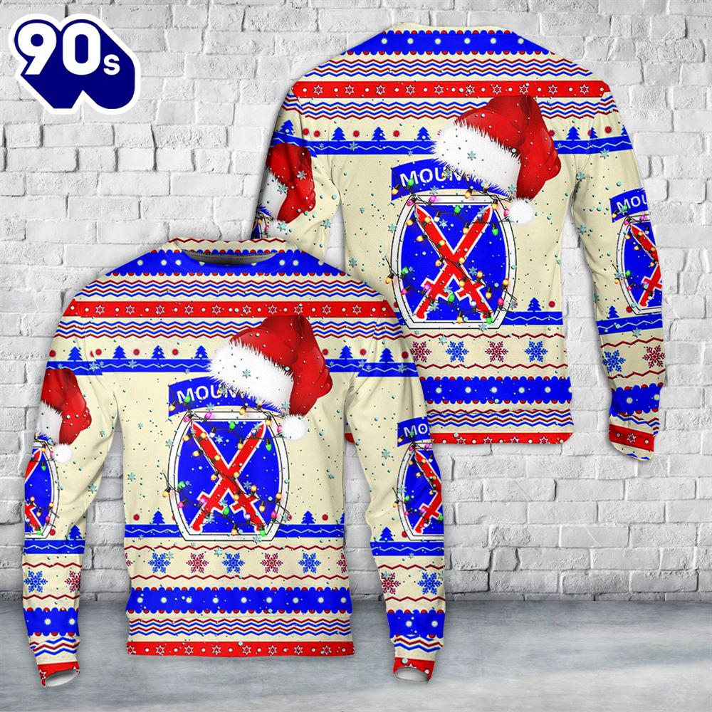 US Army 10th Mountain Division Christmas AOP Sweater US Army 10th Mountain Division Christmas AOP Sweater