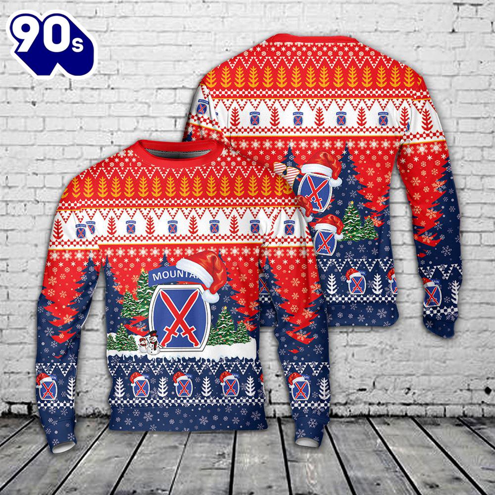 US Army 10th Mountain Division Christmas Sweater US Army 10th Mountain Division Christmas Sweater