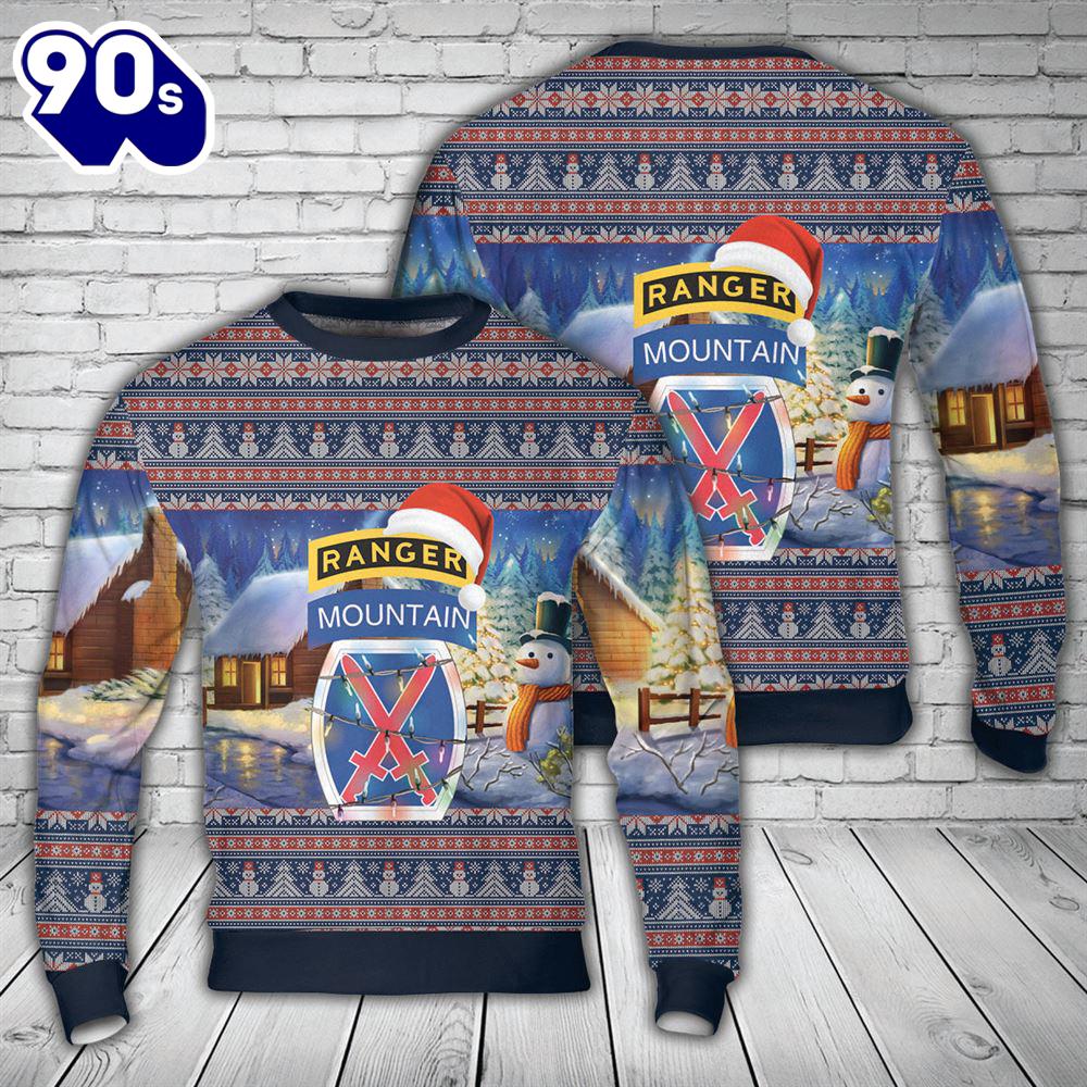 US Army 10th Mountain Division with Ranger Tab Christmas Sweater US Army 10th Mountain Division with Ranger Tab Christmas Sweater