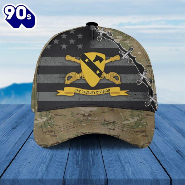 US Army 1st Cavalry Division – DUI w Br – Ribbon Baseball Cap  Gift For Veteran Day