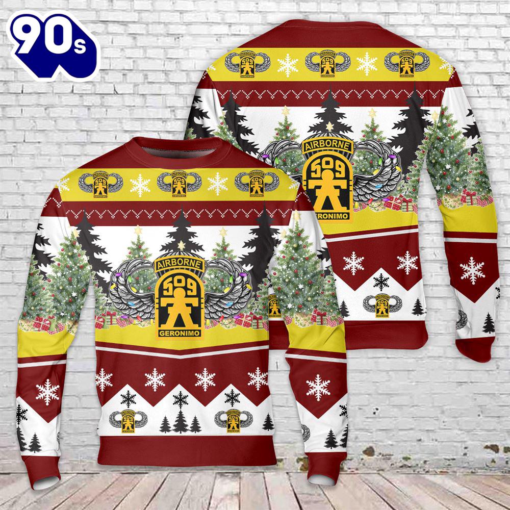 US Army 509th Parachute Infantry Regiment Geronimo Christmas Sweater US Army 509th Parachute Infantry Regiment Geronimo Christmas Sweater
