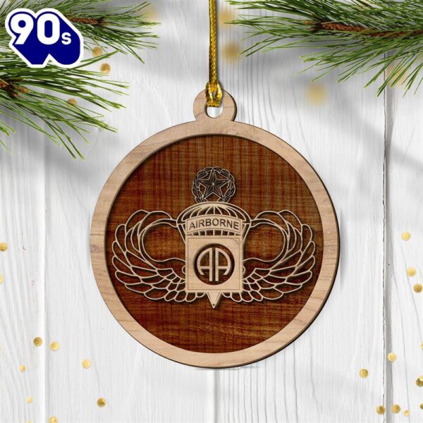 US Army 82nd Airborne Master Wings 2-layered Wood Ornament