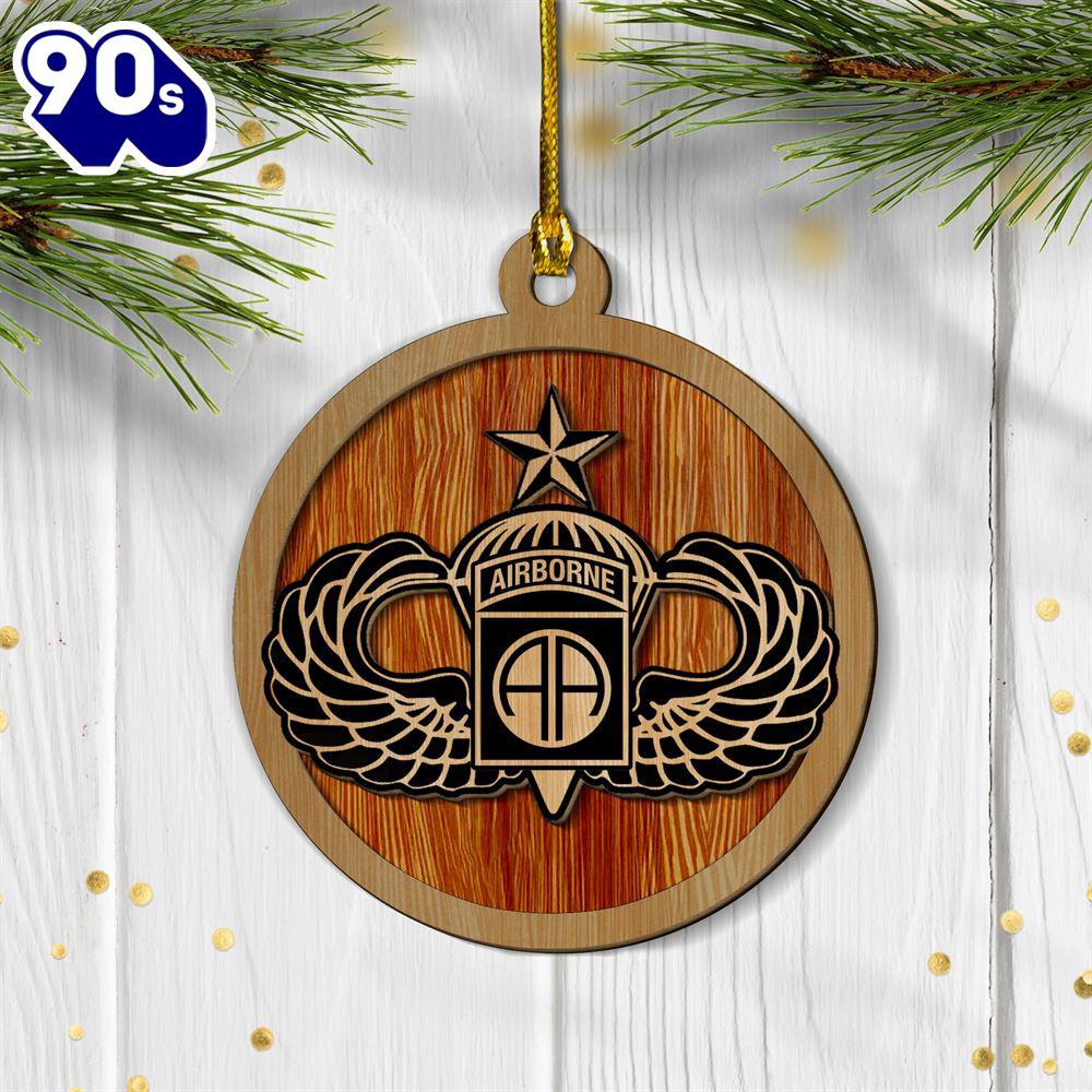 US Army 82nd Airborne Senior Wings 2-layered Wood Ornament 1 US Army 82nd Airborne Senior Wings 2-layered Wood Ornament 1