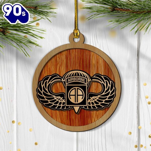 US Army 82nd Airborne Senior Wings 2-layered Wood Ornament