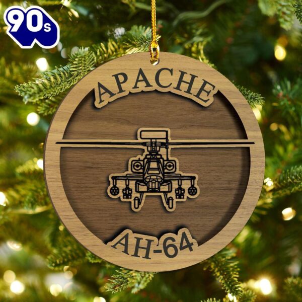 US Army Boeing AH-64 Apache Christmas 2-layered Wood Ornament