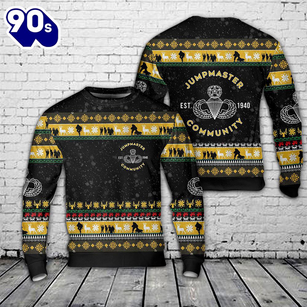 US Army Jumpmaster Community Christmas AOP Sweater US Army Jumpmaster Community Christmas AOP Sweater
