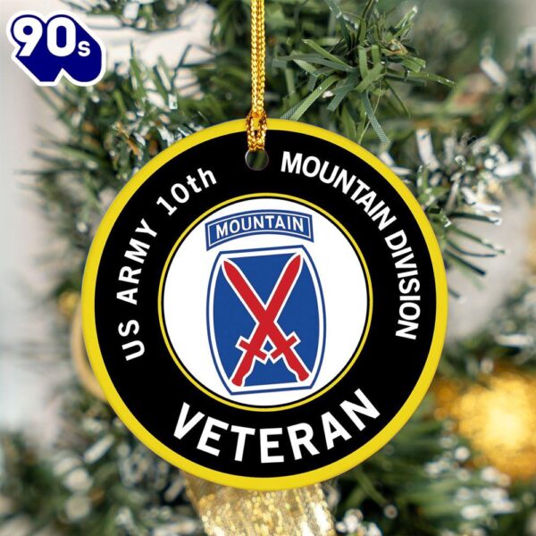 US Army Mountain Military Unit Veteran Ceramic Ornament