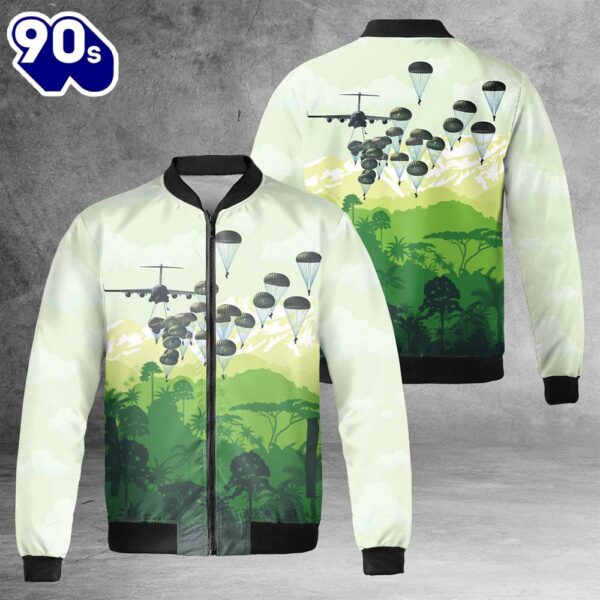 US Army Paratroopers With The 82nd Airborne Division Parachute AOP Fleece Bomber Jacket