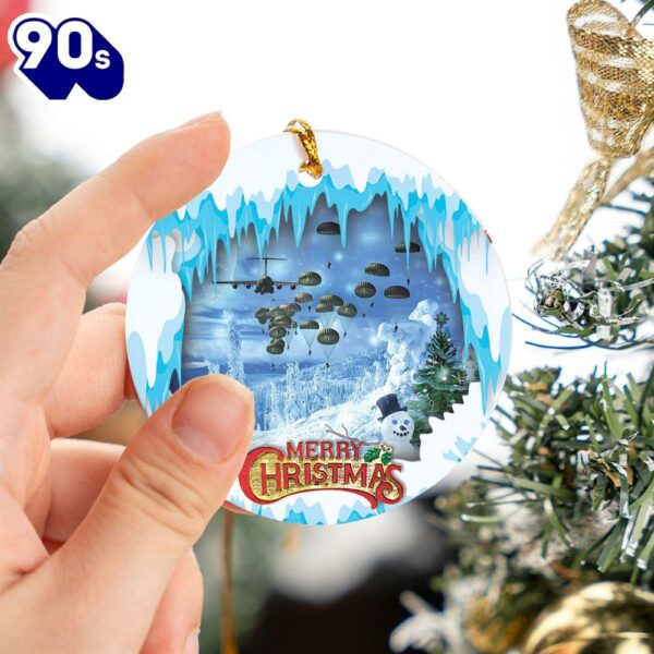 US Army Paratroopers With The 82nd Airborne Division Parachute Christmas Ceramic Ornament