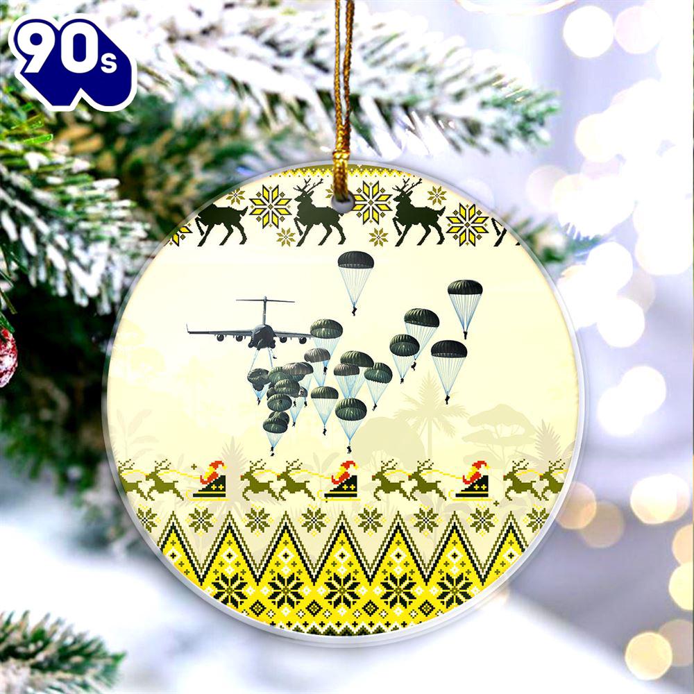 US Army Paratroopers With The 82nd Airborne Division Parachute Christmas Ornament US Army Paratroopers With The 82nd Airborne Division Parachute Christmas Ornament