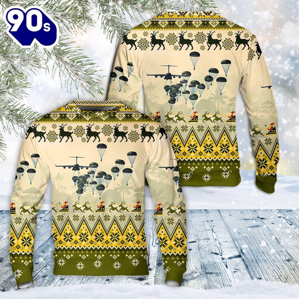 US Army Paratroopers With The 82nd Airborne Division Parachute Christmas Sweater 2 US Army Paratroopers With The 82nd Airborne Division Parachute Christmas Sweater 2