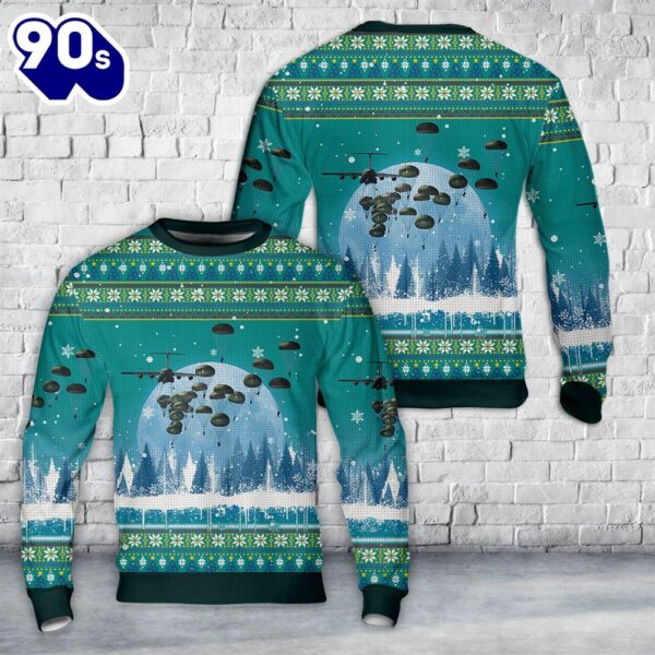 US Army Paratroopers With The 82nd Airborne Division Parachute Christmas Sweater
