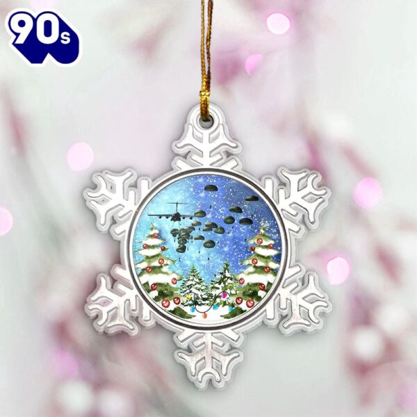 US Army Paratroopers With The 82nd Airborne Division Parachute Snowflakes Christmas Ornament