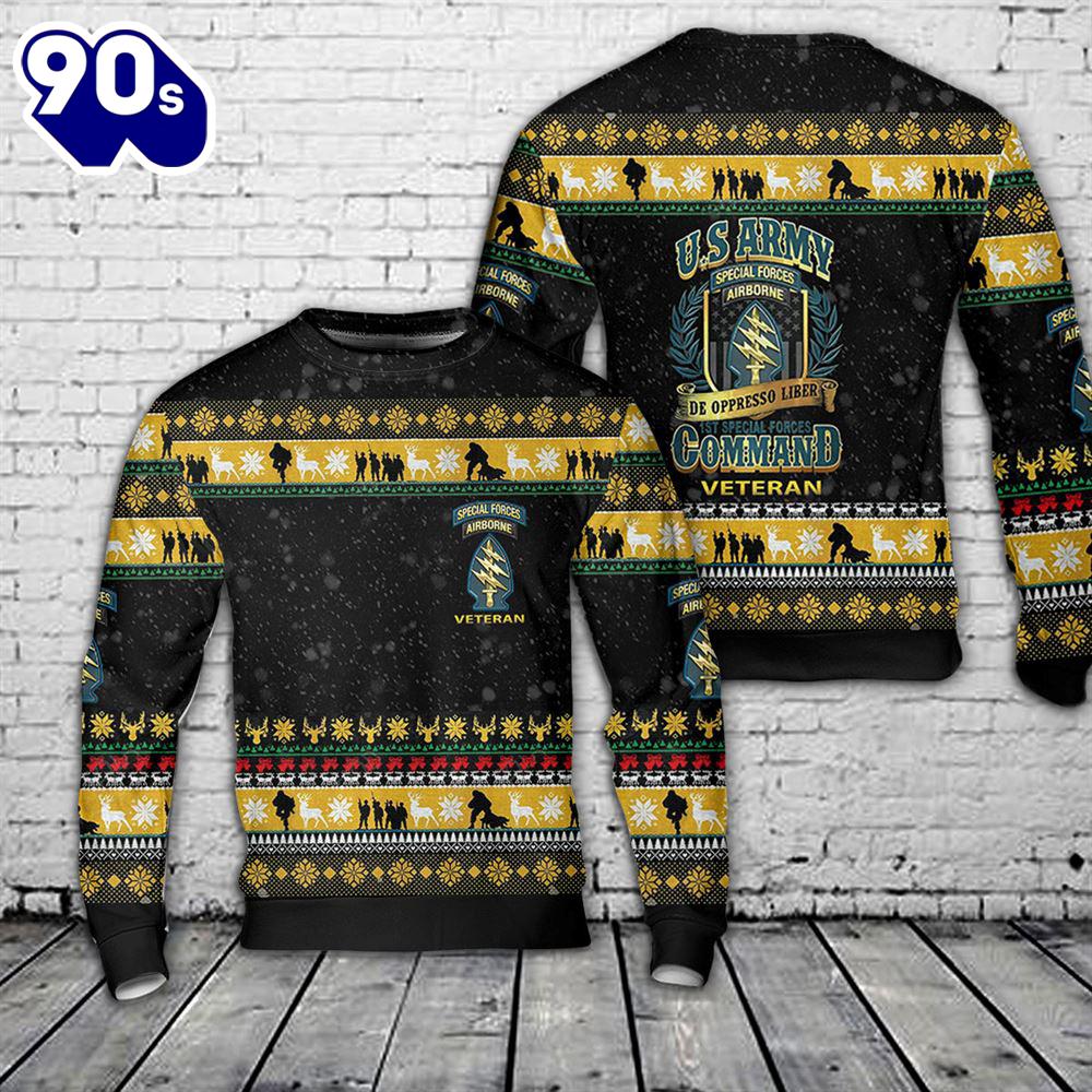US Army Special Forces Airborne Veteran Christmas AOP Sweater US Army Special Forces Airborne Veteran Christmas AOP Sweater