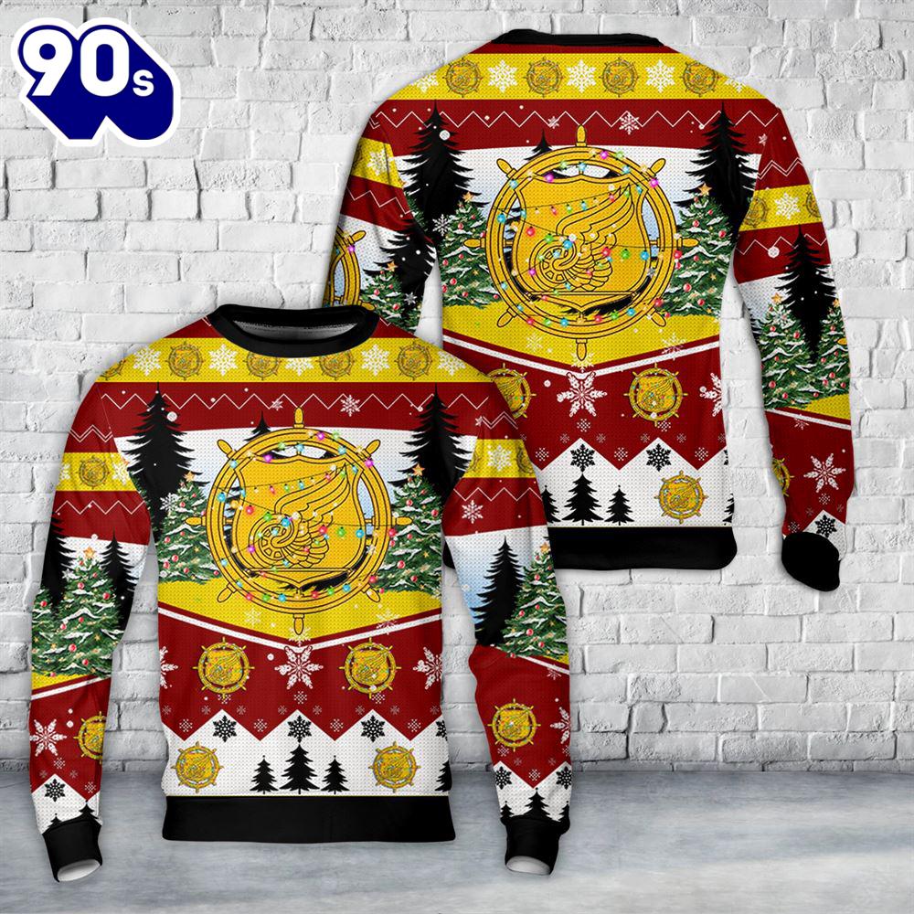 US Army Transportation Corps Branch Insignia Christmas Sweater US Army Transportation Corps Branch Insignia Christmas Sweater