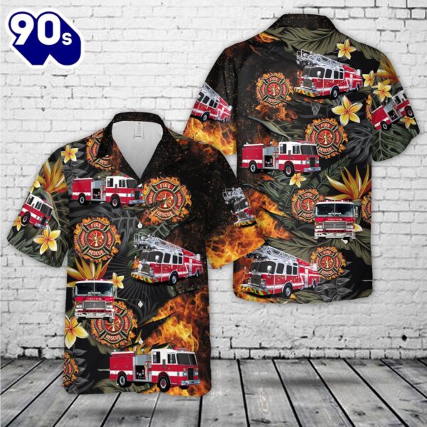 US Firefighter Fire Truck Hawaiian Shirt