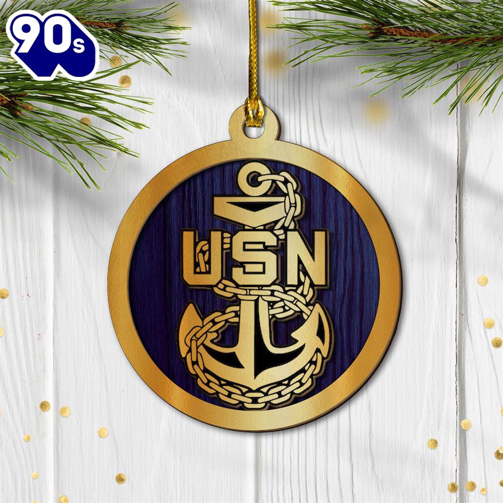 US Navy Anchor Christmas 2-layered Wood Ornament US Navy Anchor Christmas 2-layered Wood Ornament