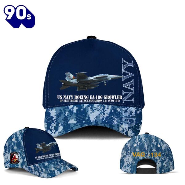 US Navy Boeing EA-18G Growler Of Electronic Attack Squadron 134 (VAQ-134) Baseball Cap  Gift For Veteran Day