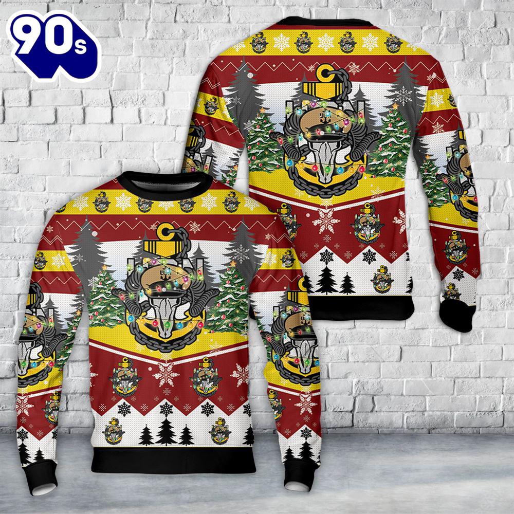 US Navy Chief with Goat Skull anchor Christmas Sweater US Navy Chief with Goat Skull anchor Christmas Sweater