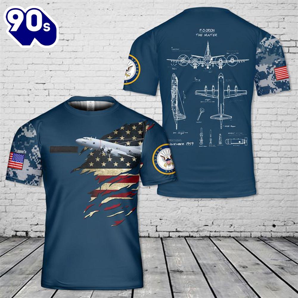 US Navy Lockheed P-3 Orion T-Shirt 3D US Navy Lockheed P-3 Orion T-Shirt 3D