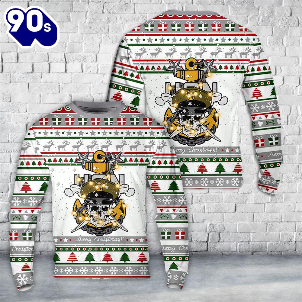 US Navy Master Chief Skull and Cross Bones anchor Christmas Sweater US Navy Master Chief Skull and Cross Bones anchor Christmas Sweater