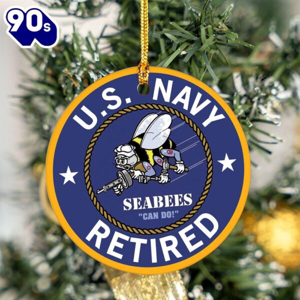 US Navy SeaBee Retired Veteran Ceramic Ornament