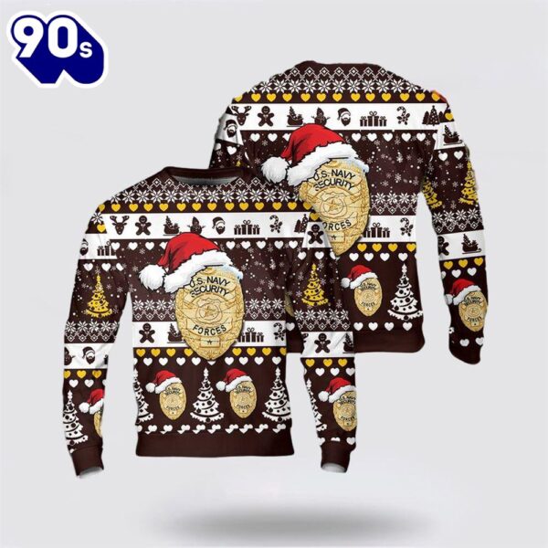 US Navy Security Forces NSF Badge Christmas AOP Sweater