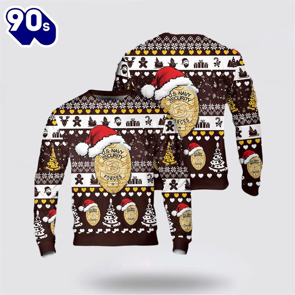 US Navy Security Forces NSF Badge Christmas AOP Sweater US Navy Security Forces NSF Badge Christmas AOP Sweater