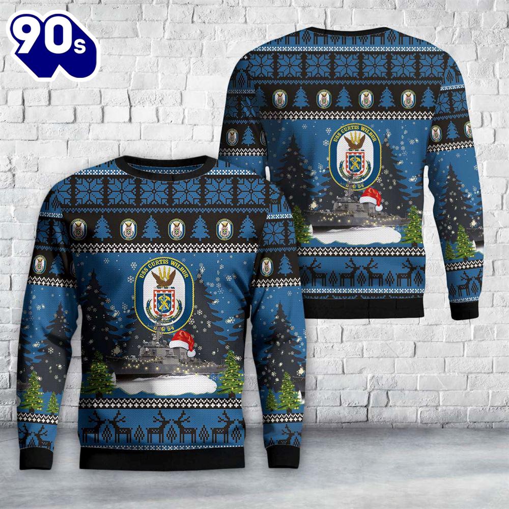 US Navy USS Curtis Wilbur (DDG-54) Arleigh Burke-class guided-missile destroyers Christmas Sweater US Navy USS Curtis Wilbur (DDG-54) Arleigh Burke-class guided-missile destroyers Christmas Sweater